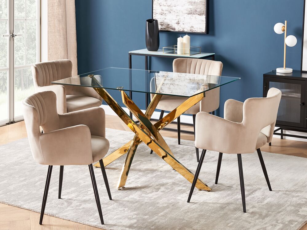 Spisebord MARAMO Gull 120 cm 70 cm Herdet glass