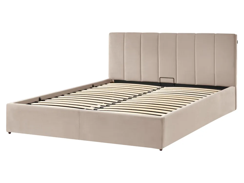 Ottoman Bed DREUX Velvet Taupe 160 x 200 cm (EU King Size)_1012304