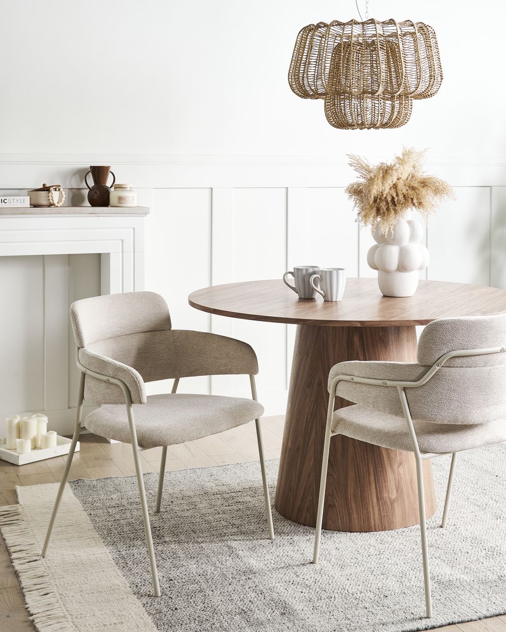 Sett med 2 spisestoler PAONIA Chenille Lys beige
