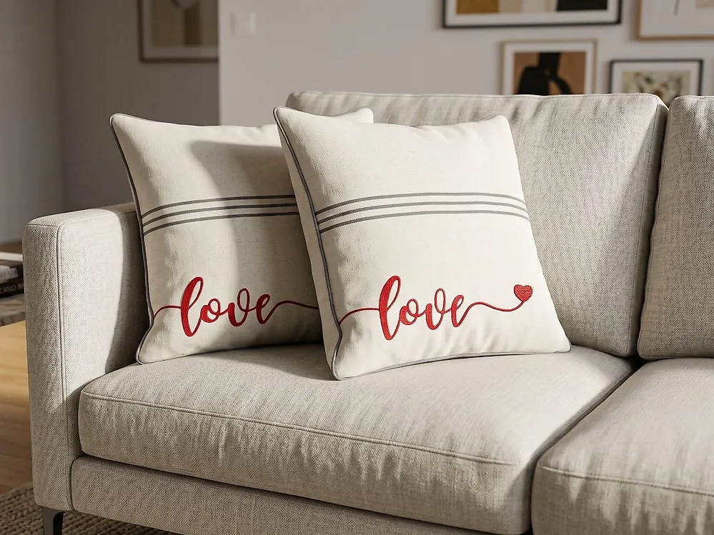 Set med 2 prydnadskuddar PLUMERIA 45 x 45 cm Bomull Beige Text_1183868
