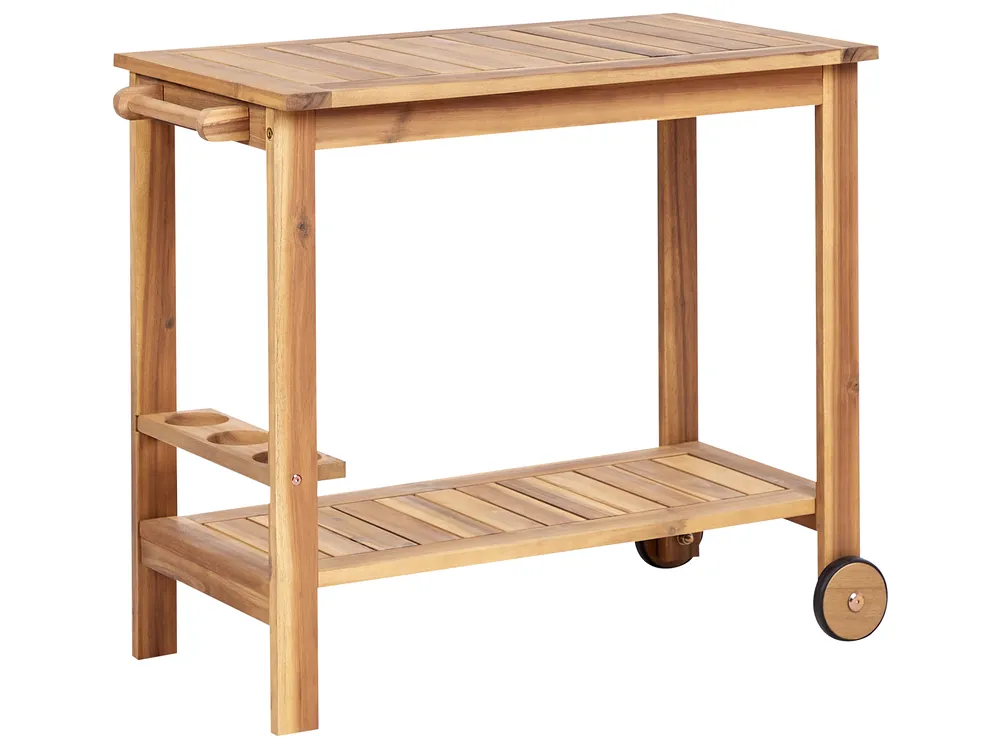 Garden Dining Set with Trolley 6 Seater SASSARI II Certified Acacia Wood Light Brown_923807