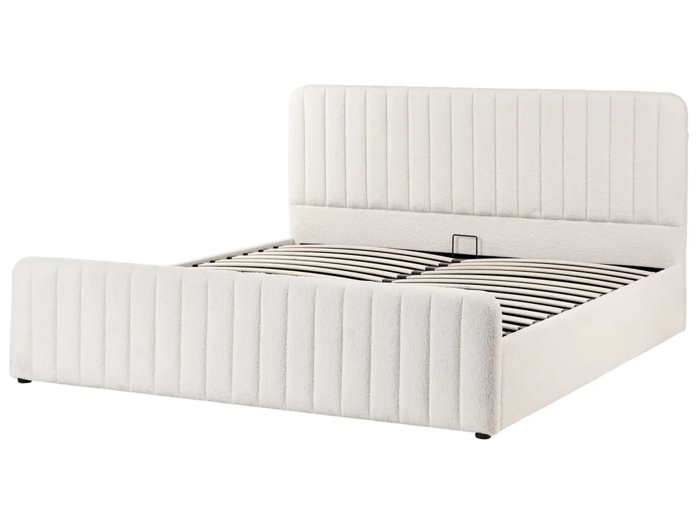 Ottoman Bed LUNAN Boucle White 180 x 200 cm (EU Super King)_1048379