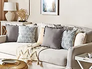 Set of 2 Decorative Cushions GLABRA 45 x 45 cm Linen Grey Solid_1178447