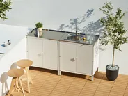2 Piece Outdoor Kitchen Set with Sink VILAMA White Metal_974055