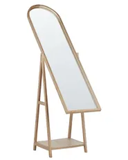 Standing Mirror with Shelf CHAMBERY 170 cm Paulownia Wood Light Brown_830391