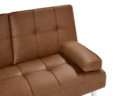 Sofa Bed 3 Seater ROXEN Faux Leather Golden Brown_1044127