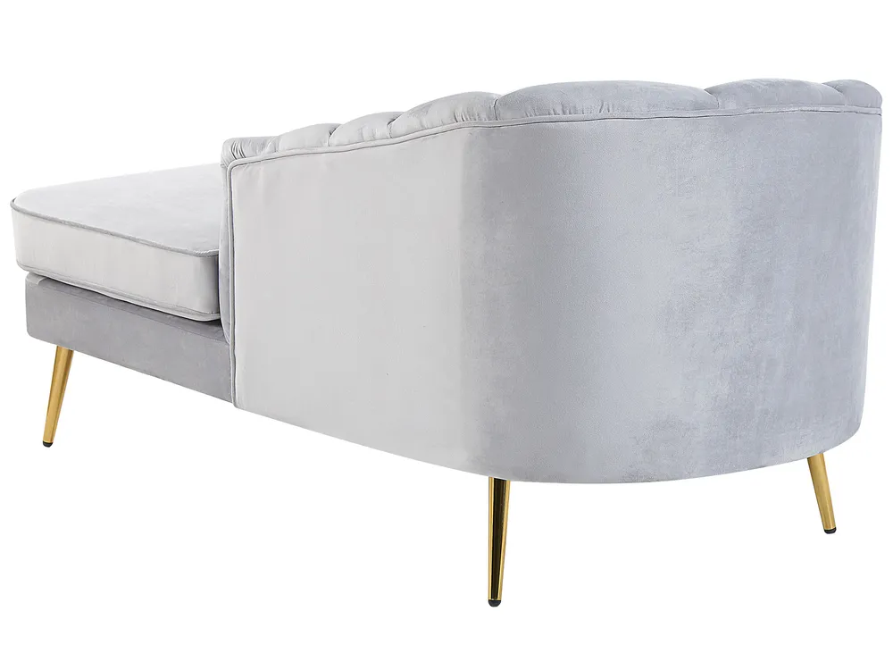 Left-Hand Chaise Longue ALLIER Velvet Light Grey_795622