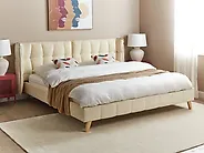 Säng med lamellram Sammet SENLIS 180 x 200 cm Beige_1183414
