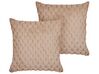 Set of 2 Decorative Cushions PURSLANE 43 x 43 cm Faux Fur Beige Geometric Pattern