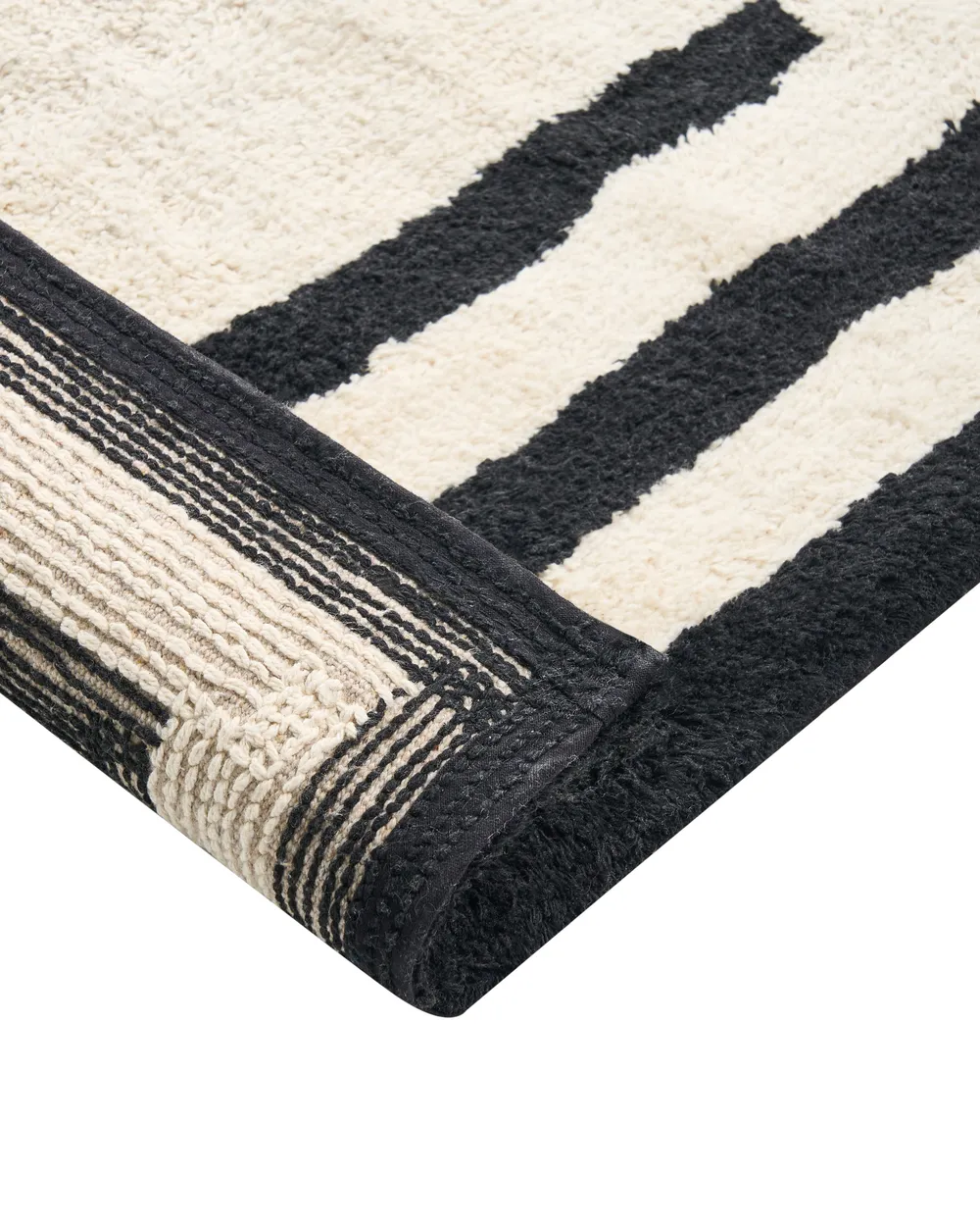 Kylpyhuonematto RISALU Musta/beige 60 x 90 cm Puuvilla_1025905