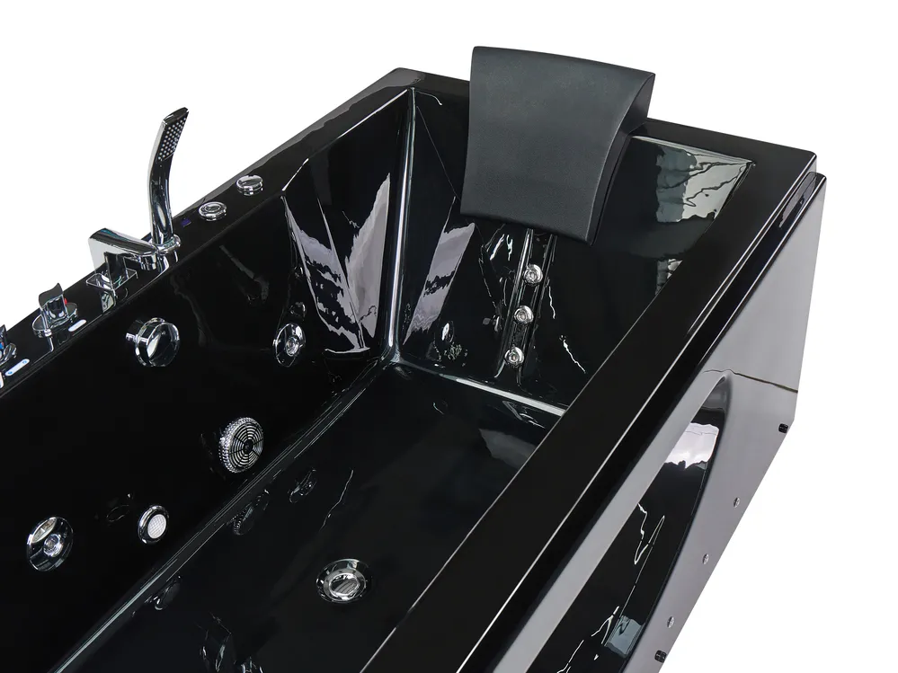 Corner Hot Tub with LED HAWES 1800 x 900 mm Black_1033663