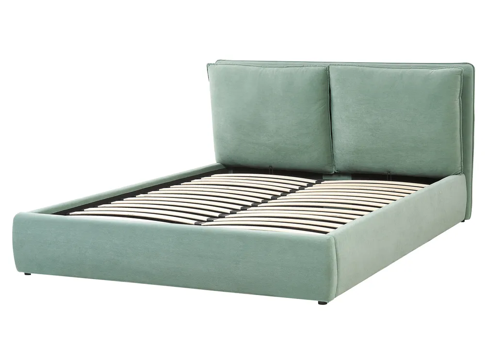 Ottoman Bed BAJONNA Velvet Mint Green 160 x 200 cm (EU King Size)_842843