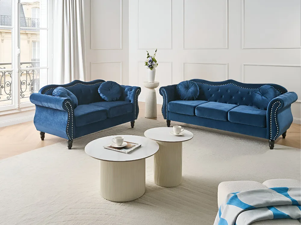 Sofa 2 Seater SKIEN Velvet Navy Blue_1034225