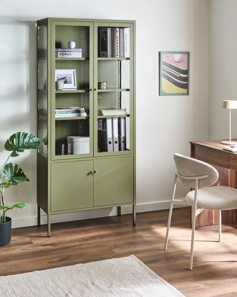 Glass Display Cabinet OXTED 80 cm Metal Green