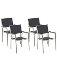 Set of 4 Garden Chairs GROSSETO Stainless Steel Black_818420