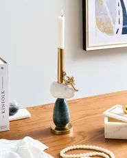 Candle Holder BARICE 34 cm Marble Multicolour_1022197