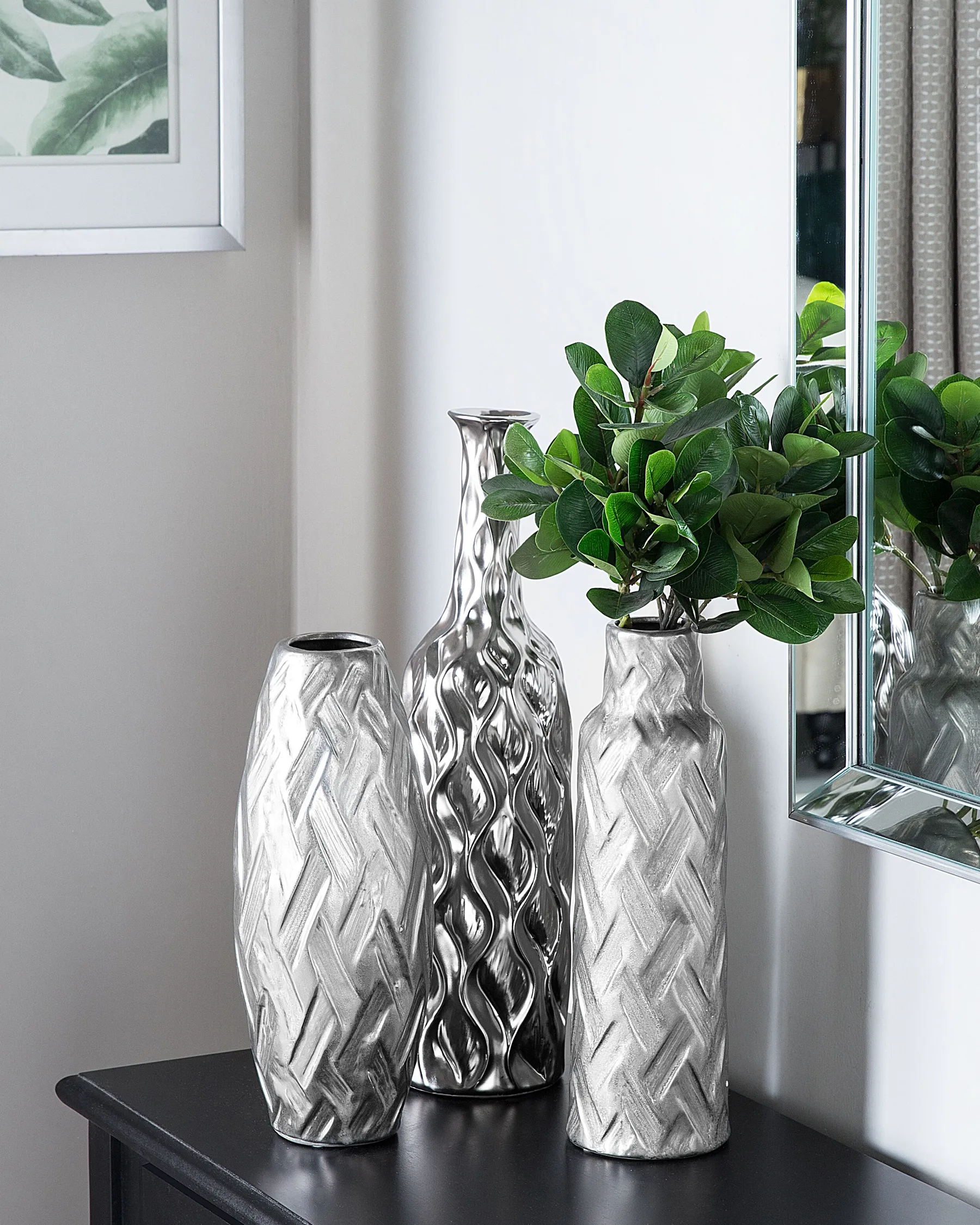 Dekorationsvas ARPAD 33 cm Stengods Silver_733678