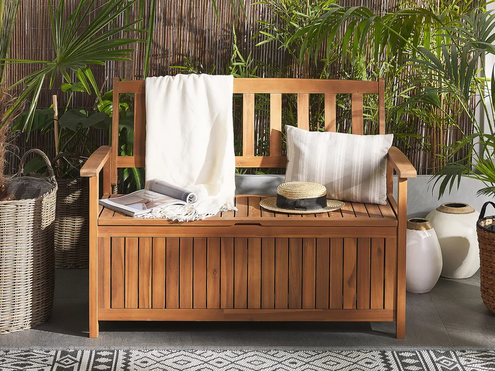 Garden Bench SOVANA 120 cm with Storage Acacia Wood Brown