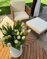 Garden Armchair with Ottoman BARATTI Acacia Wood Brown_923057