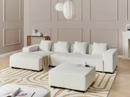 Corner Sofa 4 Seater LUNGO with Ottoman Boucle White Right Hand_962411