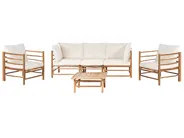 Garden Lounge Set with Table 5 Seater CERRETO Bamboo Off-White_909603