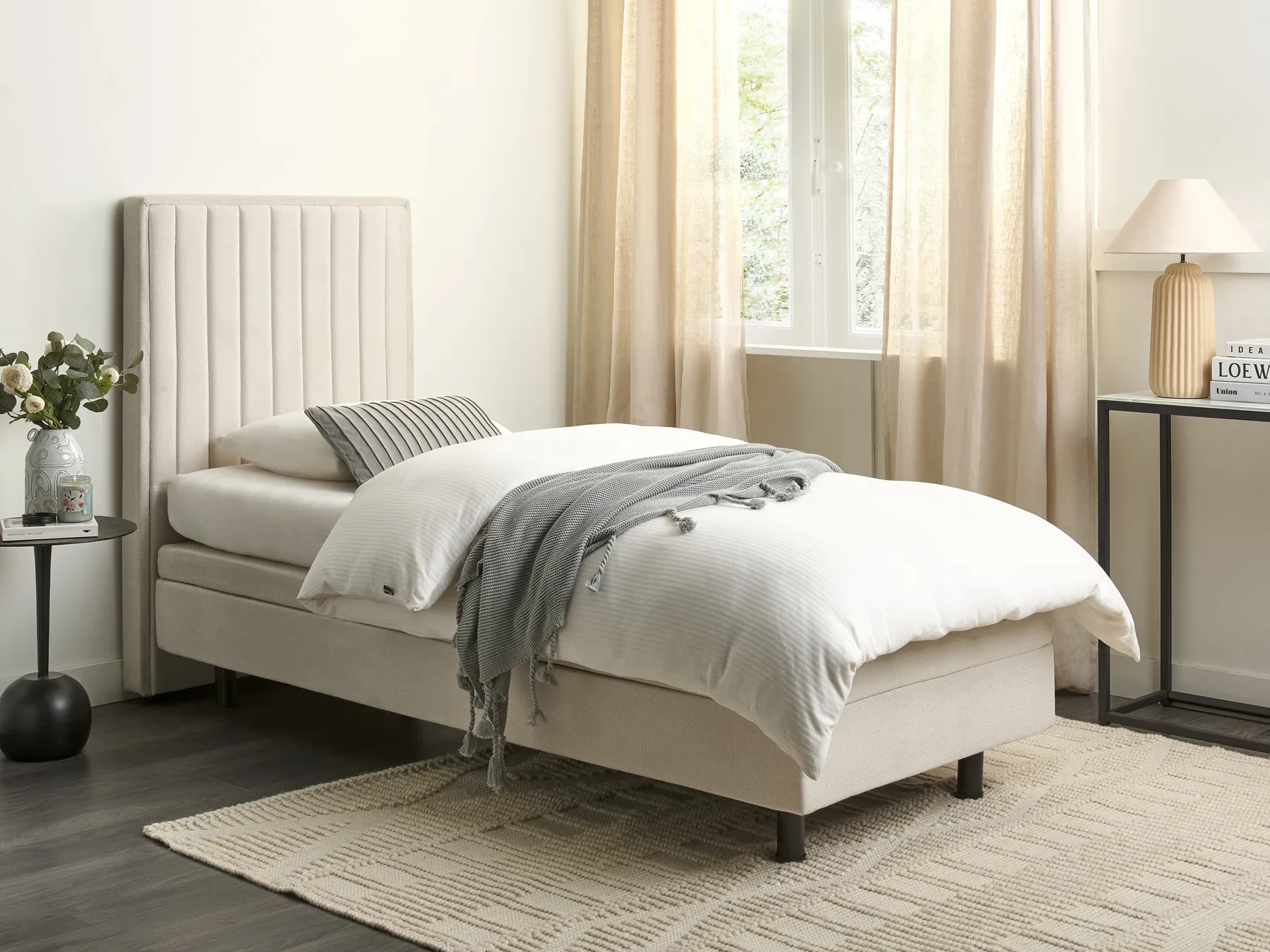 Justerbar säng  DUKE II 80 x 200 cm Ljusbeige_910498