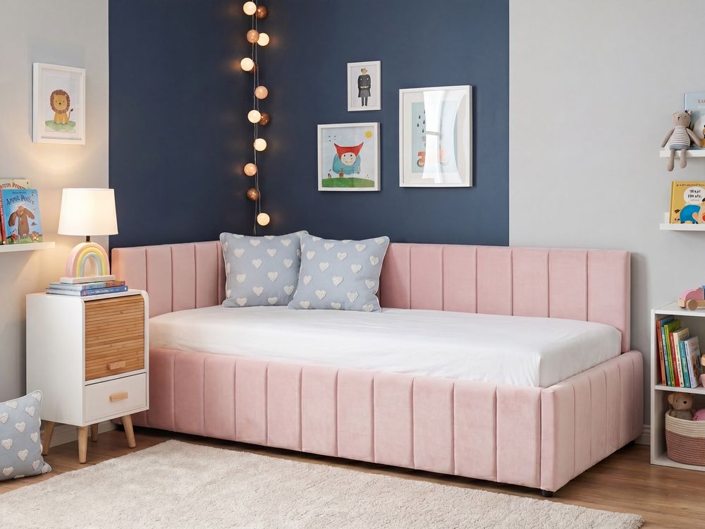 Daybed Velvet LISIEUX 90 x 200 cm (EU Single) Pastel Pink