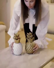 Koriste Ananas TYANA Keramiikka Kulta_877853