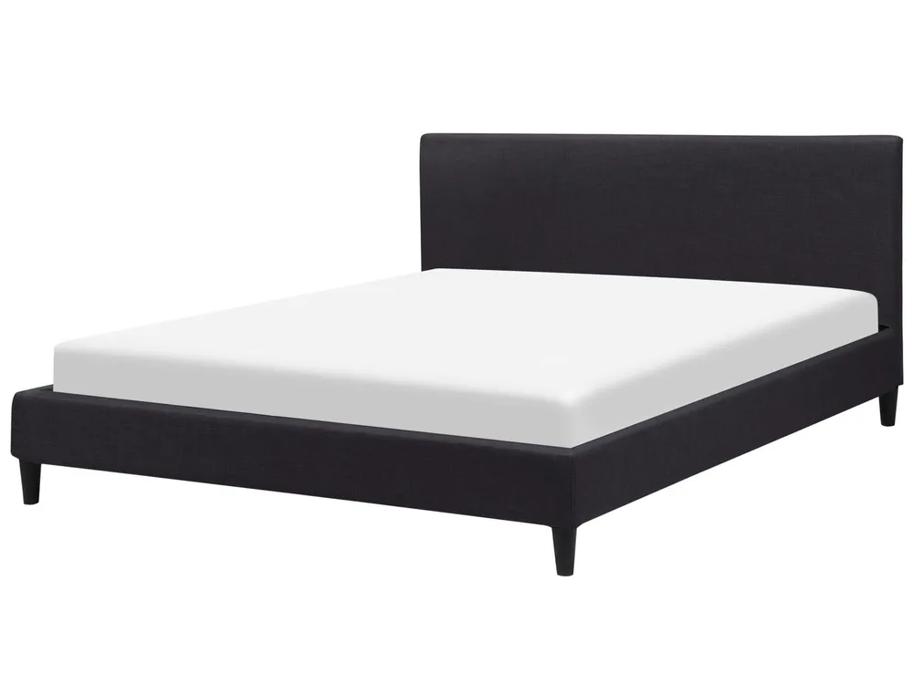 Bed with LED Fabric FITOU 160 x 200 cm (EU King Size) Black_772098