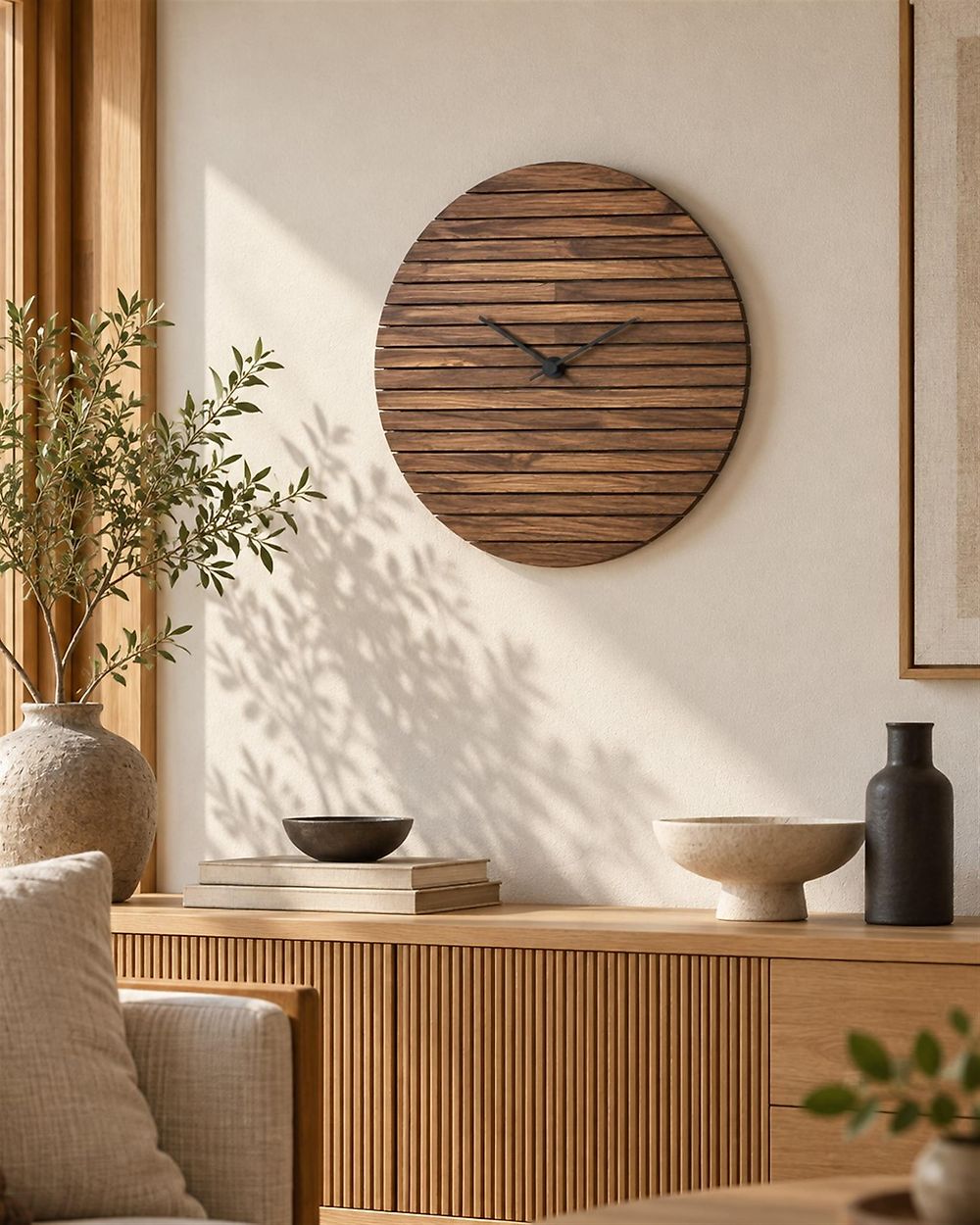 Wall Clock ARRIAGA Fir Wood Dark Brown