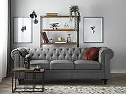 Sohva 3-istuttava CHESTERFIELD Kangas Vaaleanharmaa_1177651