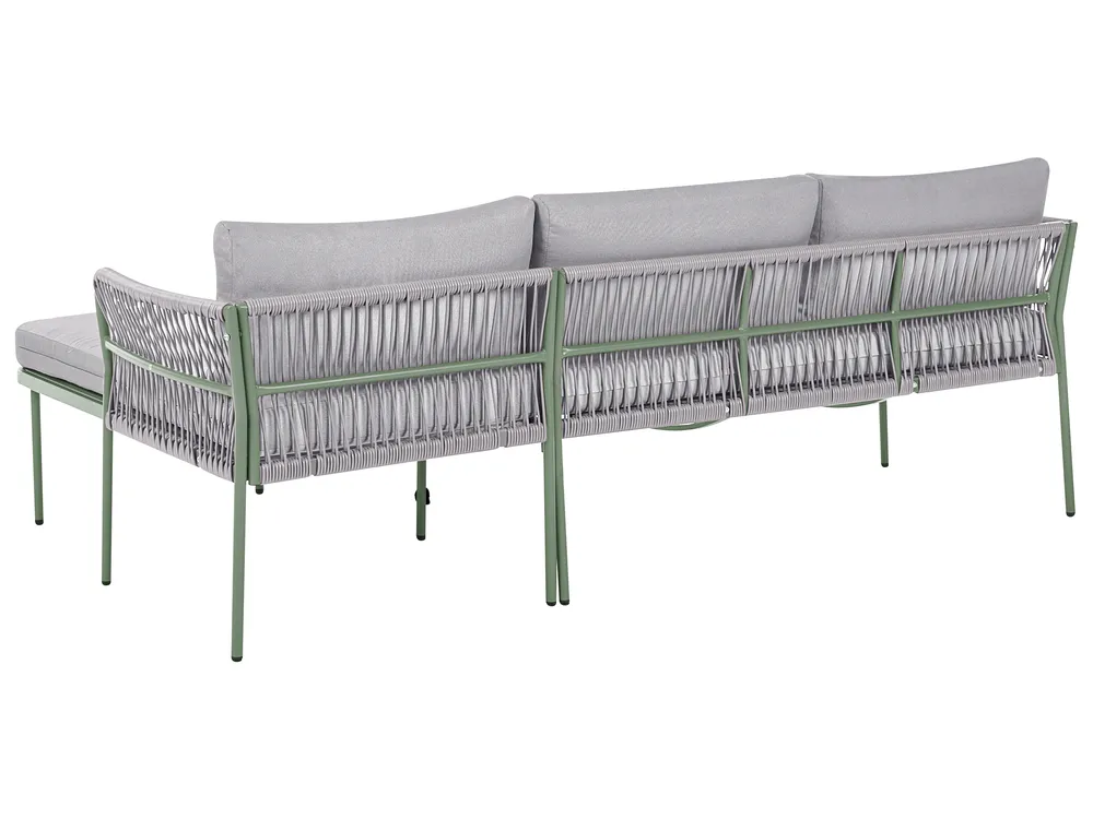 Garden Corner Sofa 3 Seater ONZO with Tables Metal Green Left Hand_1084378