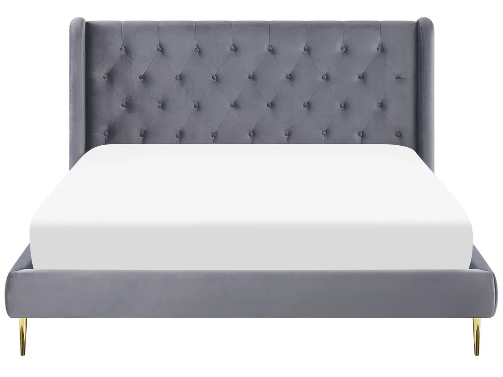 Bed Velvet FORBACH 140 x 200 cm (EU Double) Grey_819122