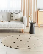 Kids Rug DURG Beige ø 140 cm Cotton_904017