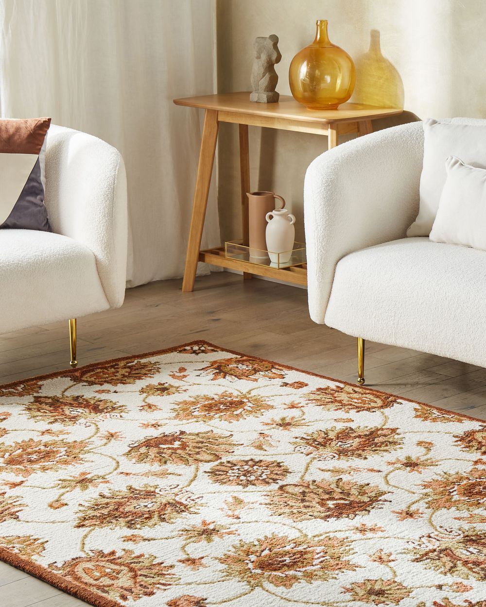 Rug EZINE Beige 140 x 200 cm Wool