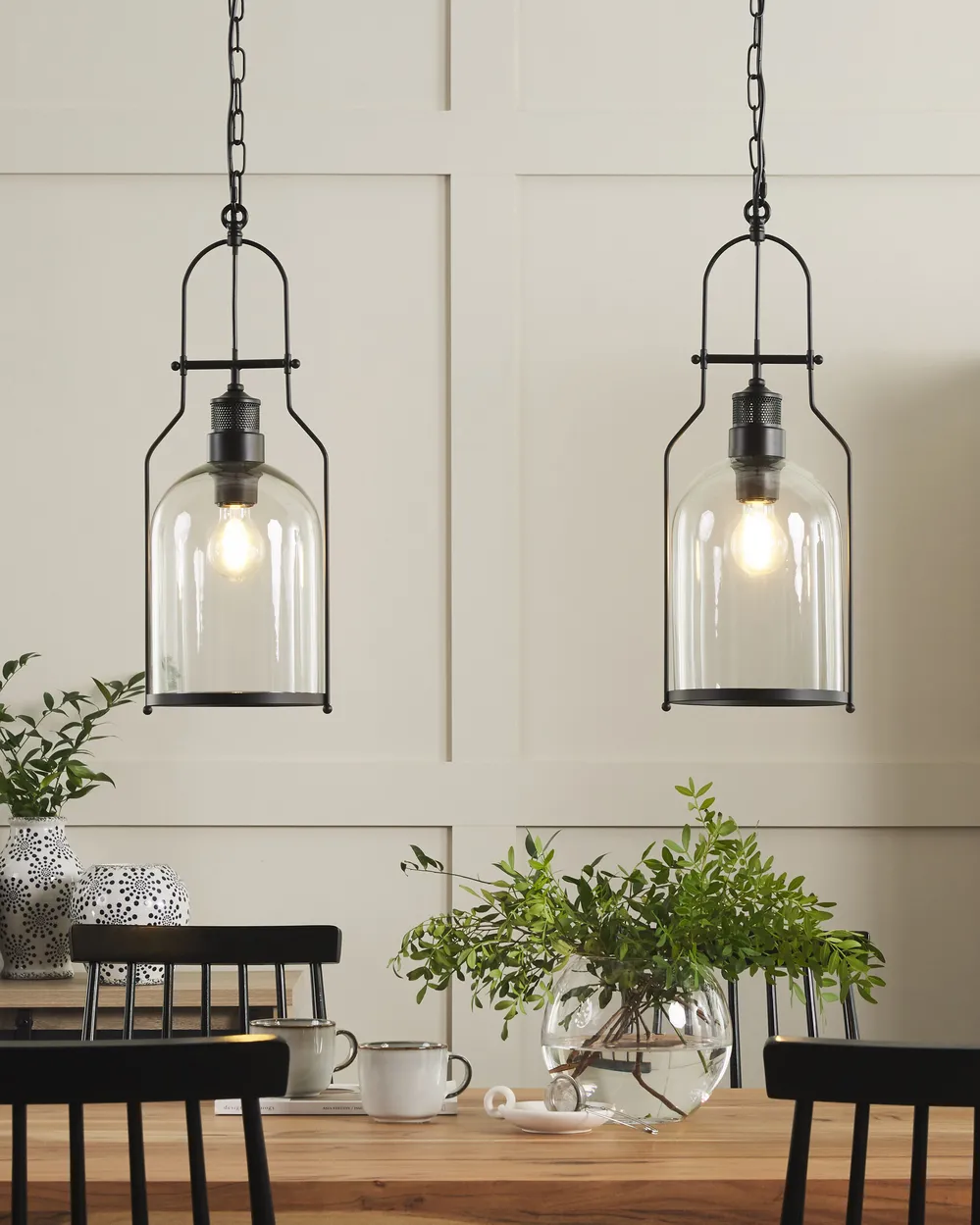 Set of 2 Pendant Lamps BASHILO Metal Black