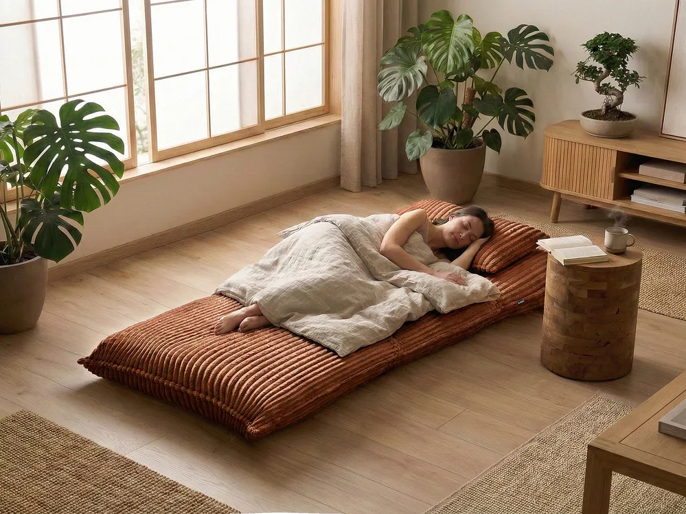 Single Sofa Bed LYSEKIL Corduroy Golden Brown_1058917