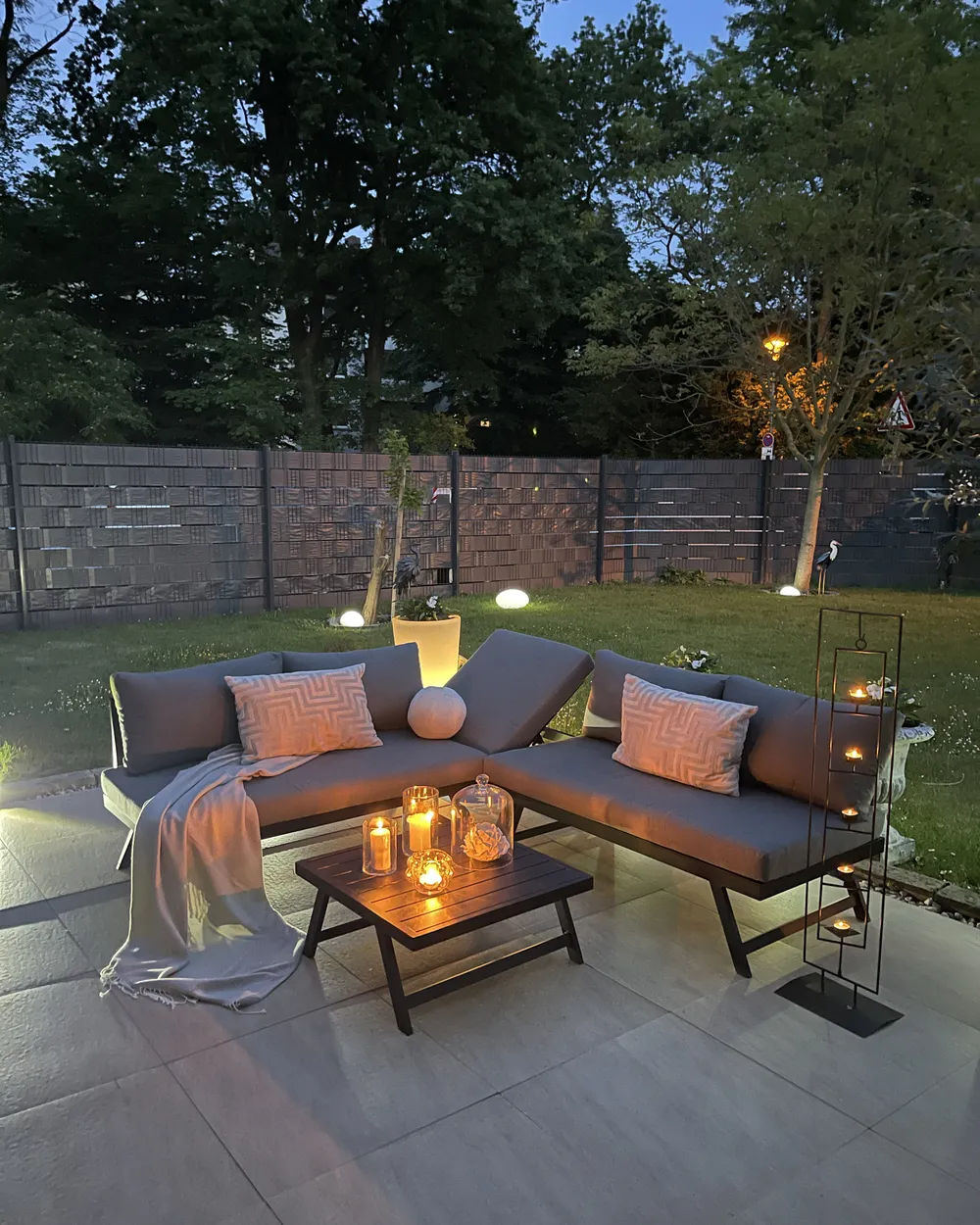 Garden Corner Sofa with Table 5 Seater COCCORINO Metal Grey_922947
