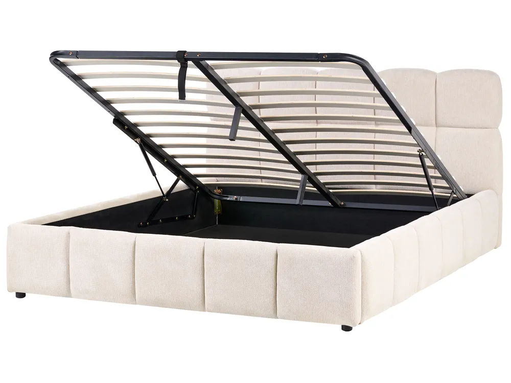Ottoman Bed NOYON Fabric Light Beige 160 x 200 cm (EU King Size)_1056105