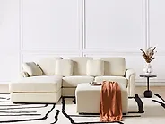 Corner Sofa KOHLO with Ottoman Fabric Light Beige Right Hand_1187302