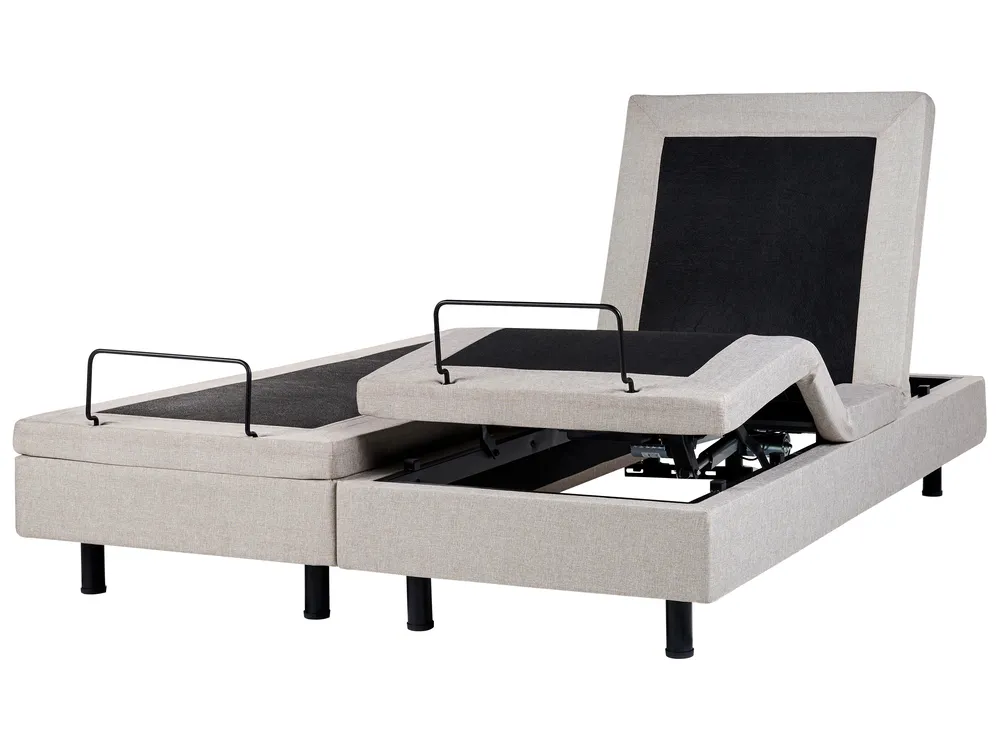 Adjustable Bed without Headboard Fabric DUKE 160 x 200 cm (EU King Size) Beige_951722