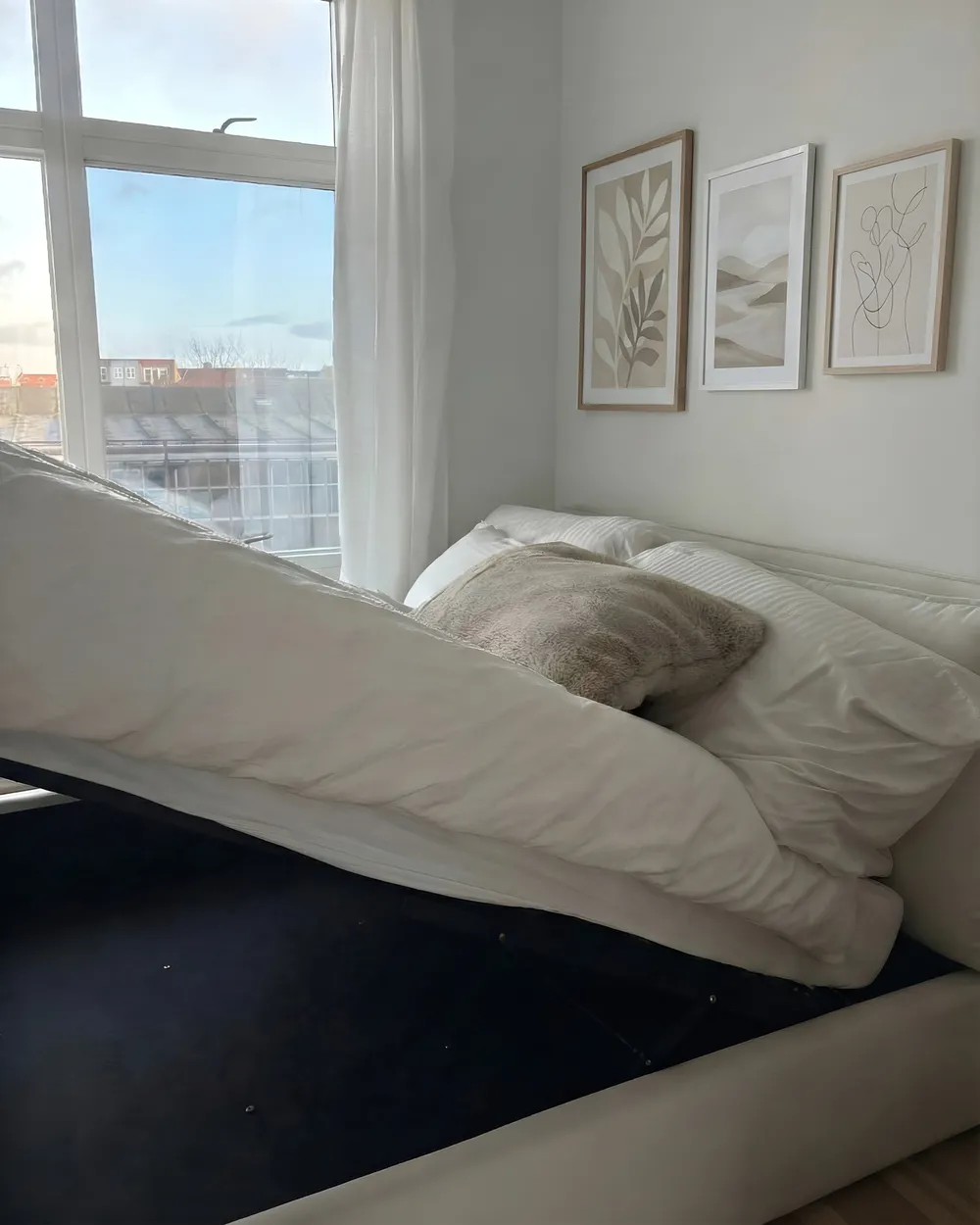 Ottoman Bed BAJONNA Velvet Off-White 160 x 200 cm (EU King Size)_1052747