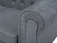 Corner Sofa 6 Seater CHESTERFIELD Fabric Grey Right Hand_706683