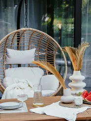 Hanging Chair with Stand ASPIO PE Rattan Natural_809369