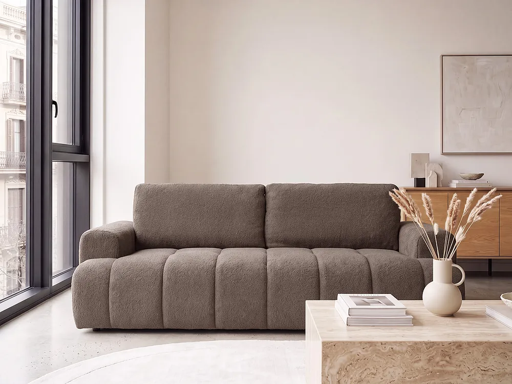 Sofa 3-seter NARILLA Bouclé Gråbrun_1161468
