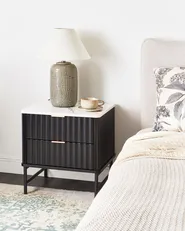 2 Drawer Bedside Table GLASTONBURY Marble/ Black_972492