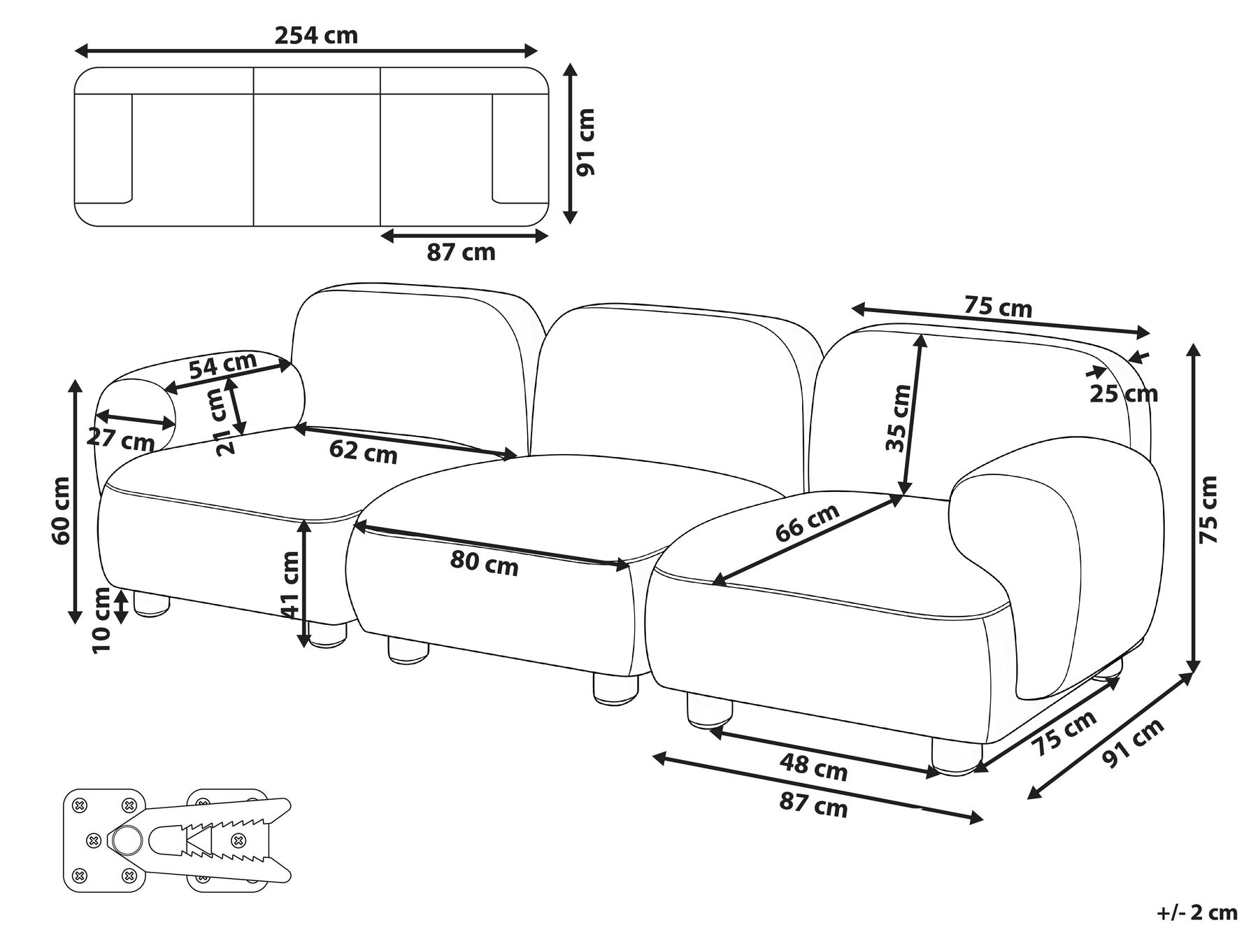 Modulsoffa 3-sits AMLI Ljusgrön_1069947