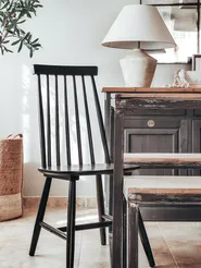 Set of 2 Dining Chairs BURBANK Wood Black_834765