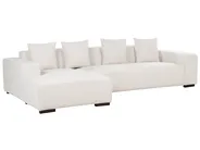 Corner Sofa 4 Seater LUNGO with Ottoman Corduroy Off-White Right Hand_898426