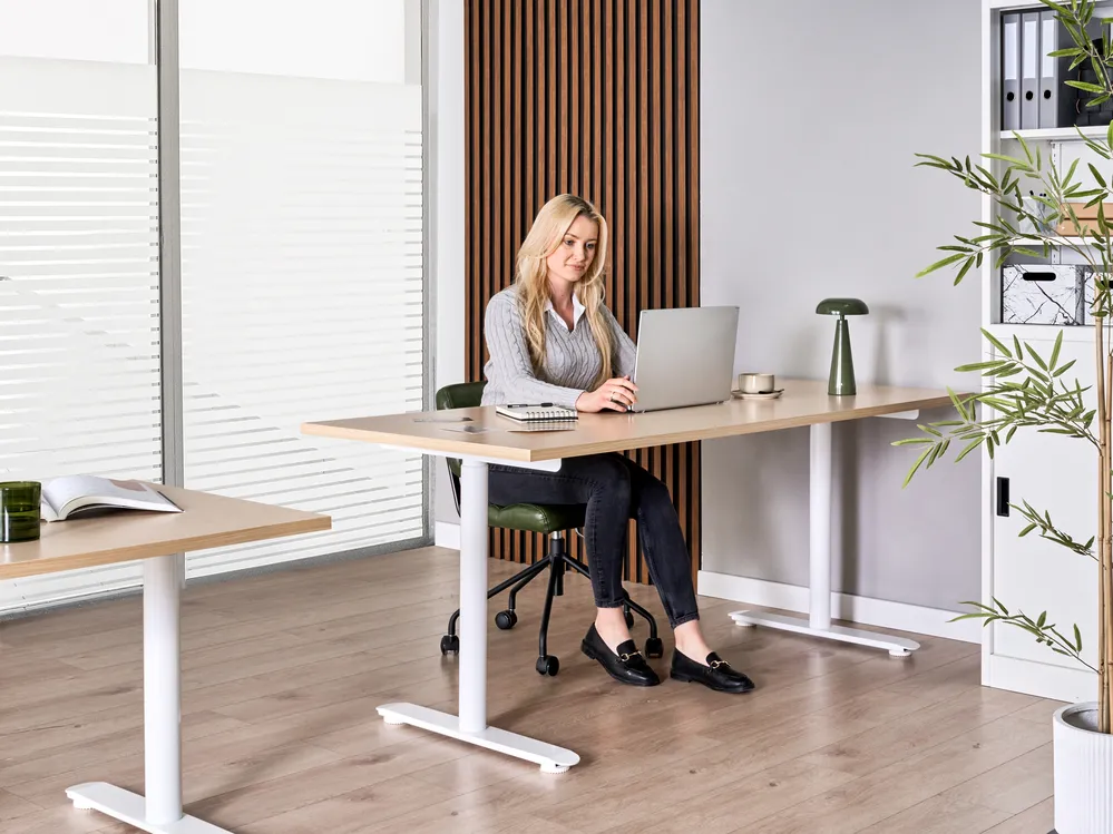 Electric Adjustable Standing Desk DESTINAS 180 cm 72 cm Light Brown/ White